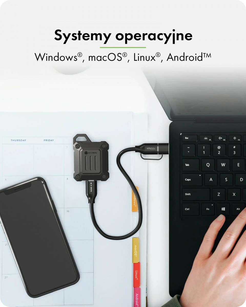 Kasë e jashtme për SSD M.2 NVMe 2230, Icy Box IB-1601MP-CU31, USB-C 3.2 Gen 2 10 Gbps, metal, e zezë
