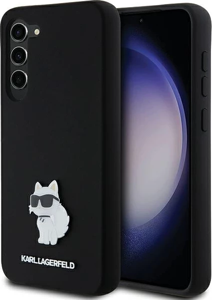 Mbështjellës Karl Lagerfeld Silicone Choupette Metal Pin për Samsung Galaxy S23+, i zi