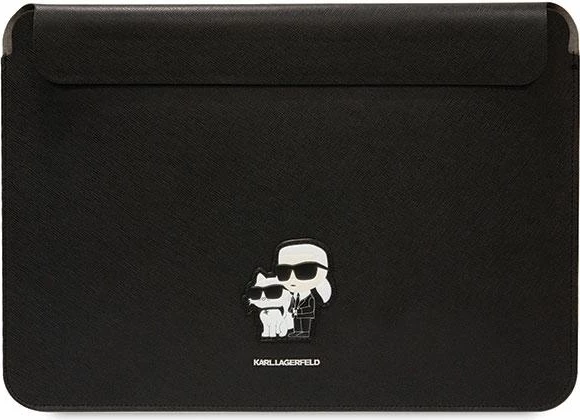Mbështjellës laptopi Karl Lagerfeld Saffiano Karl&Choupette, 16", lëkurë eko, e zezë