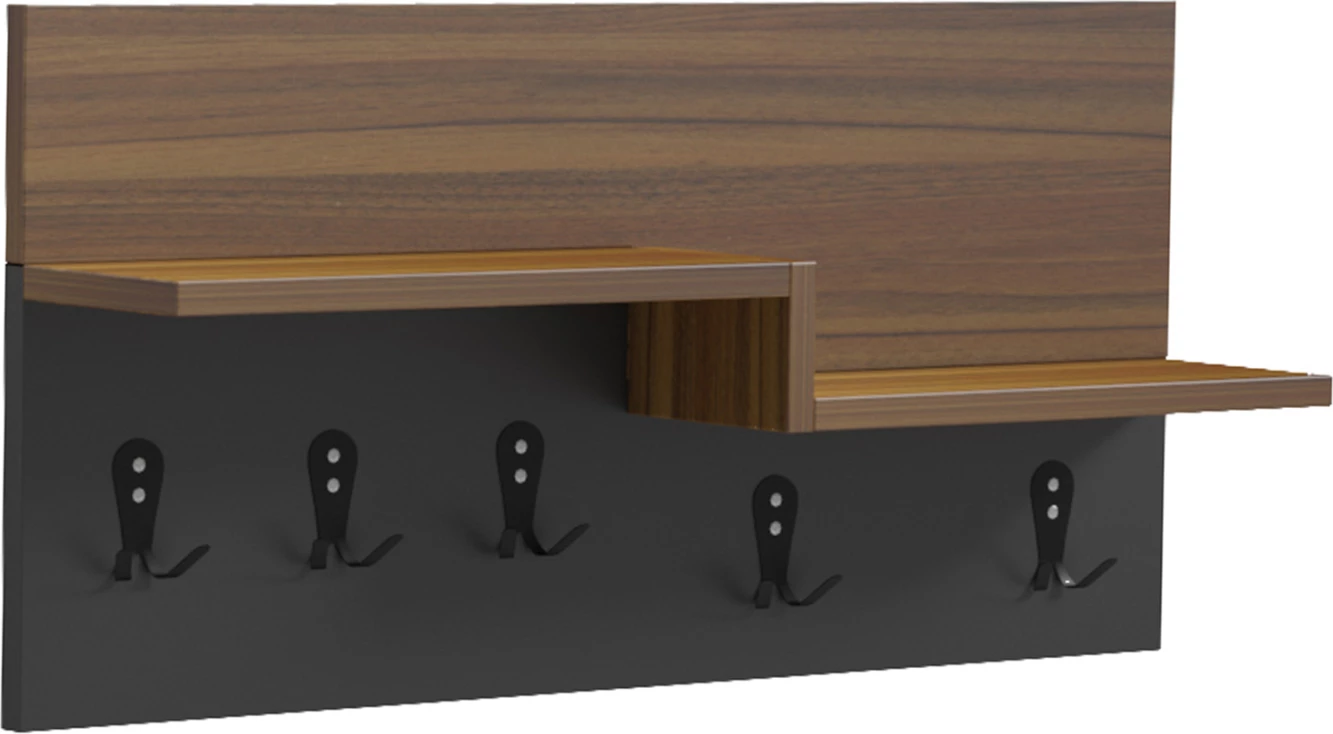 Krevat për hyrje me raft NYDA FH18079.02 melaminë, ngjyrë arre e zezë, 65x13.2x31 cm