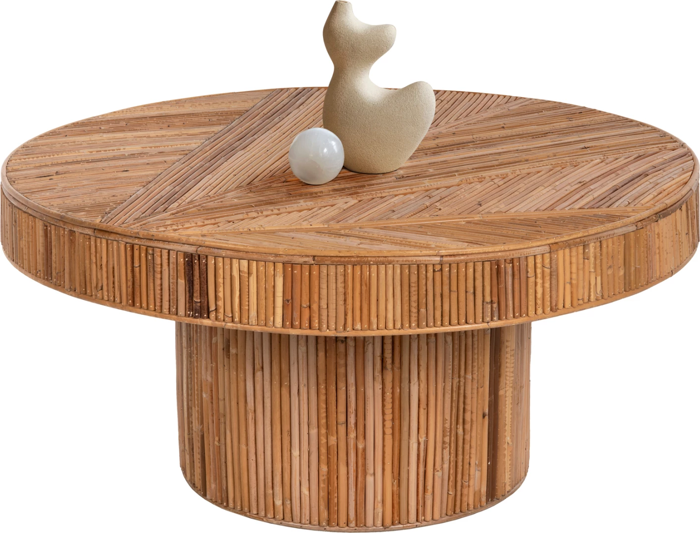 Tavolinë kafeje e rrumbullakët, Gatsby, FH9651, rattan, ngjyrë natyrale, Φ100x50H cm
