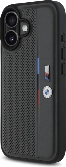 Mbështjellës BMW M Perforated Tricolor Detail Line për iPhone 16, Gri e errët