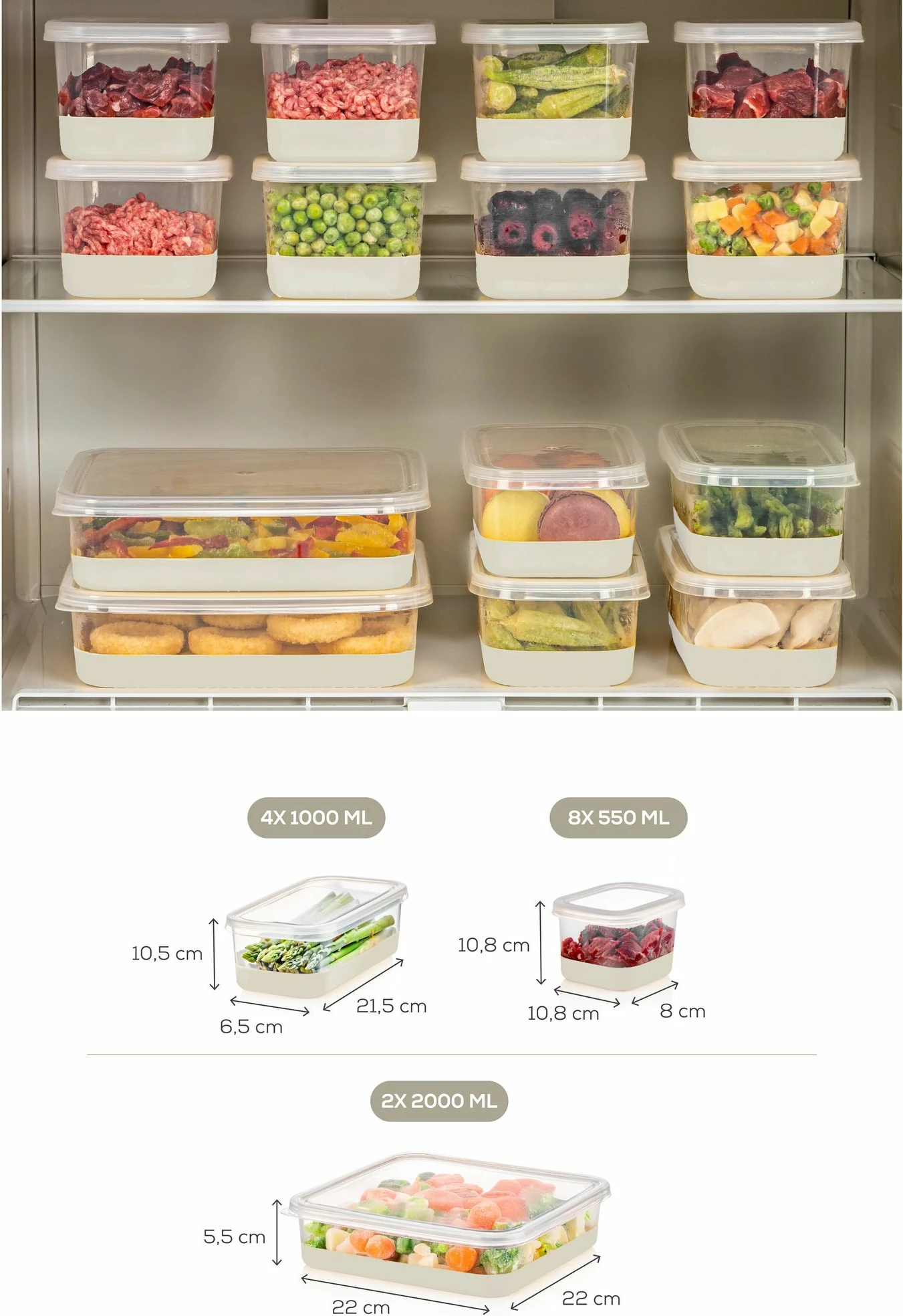 Set organizues për frigorifer (14 copë), Hermia, 8A4B2C, ngjyrë gri