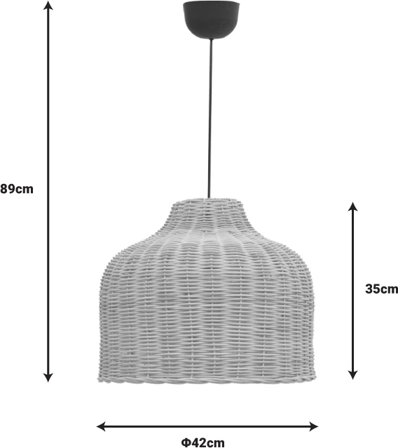 Llambë tavani prej rattan, ngjyrë natyrale, Φ42x89cm, set prej 4 copash