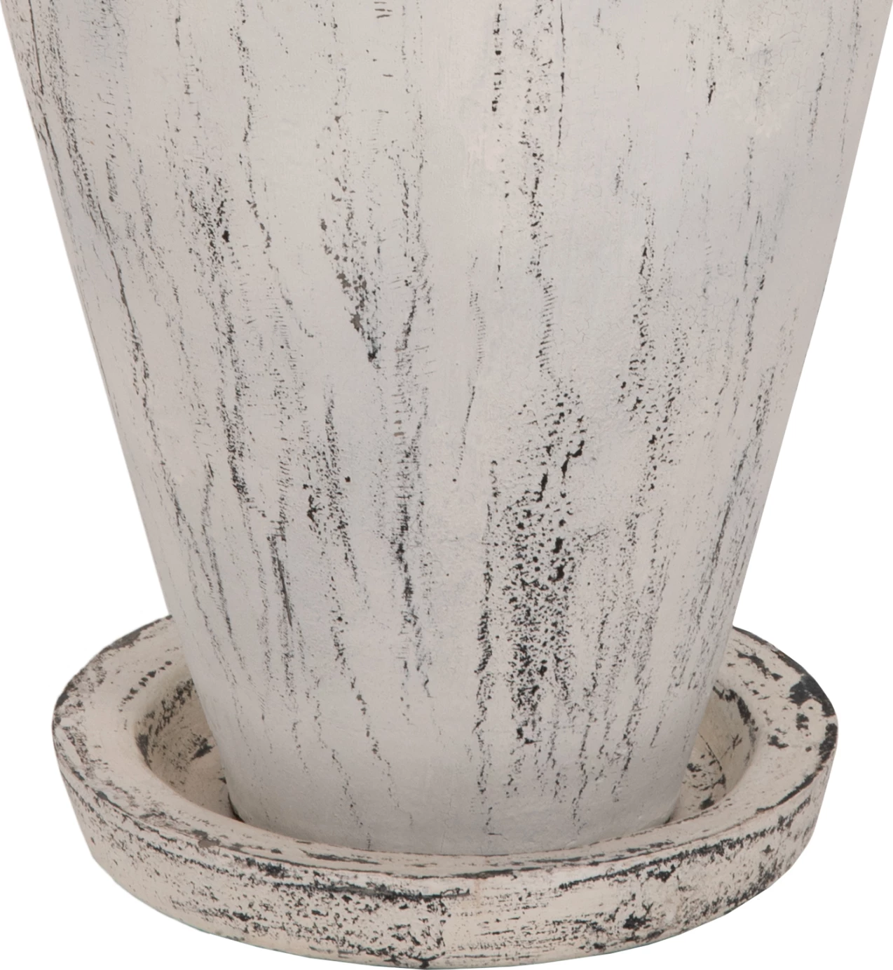 Vazo dekorative për dysheme me bazë pjatë LAUREL FH7938 terrakota në patinë të bardhë Φ40x80Hcm