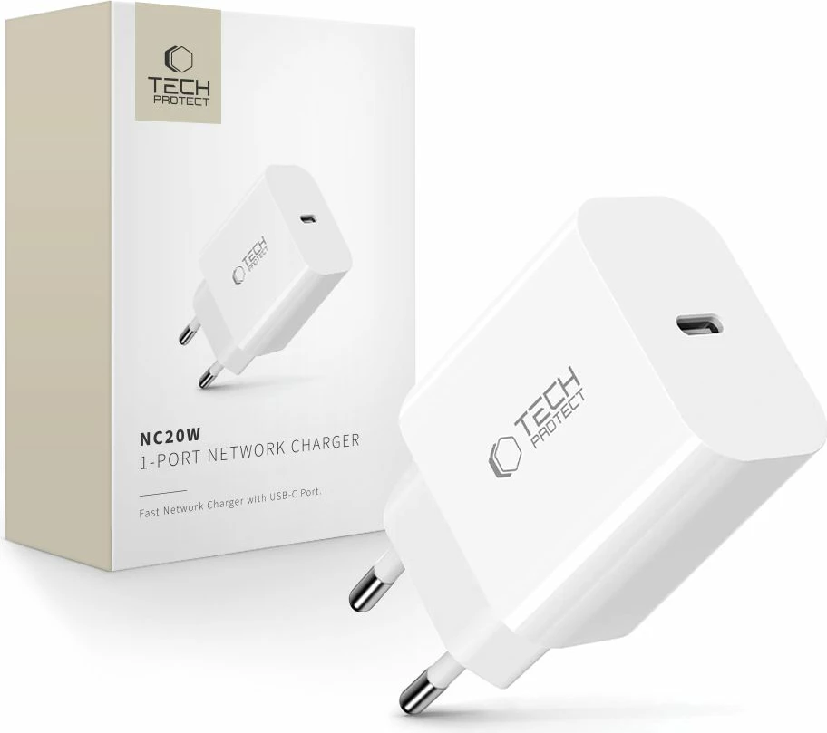 Karikues muri Tech-Protect NC20W me USB-C, i bardhë