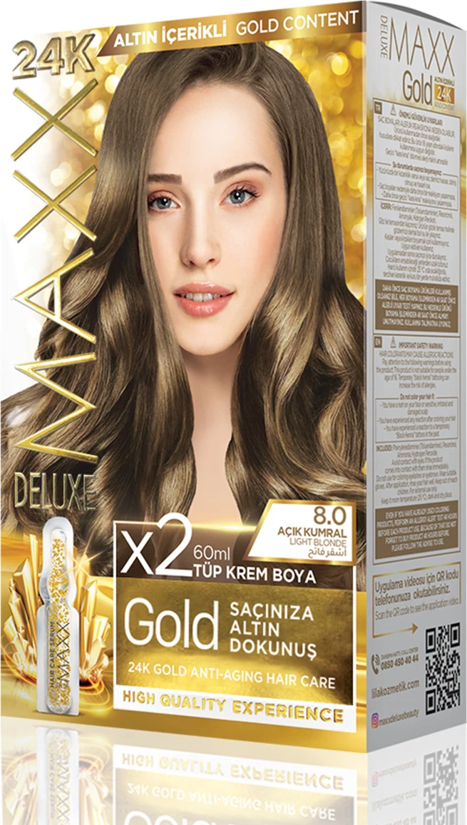 Ngjyrë për flokë MAXX GOLD SET 8.0 Light Blonde, 50 ml