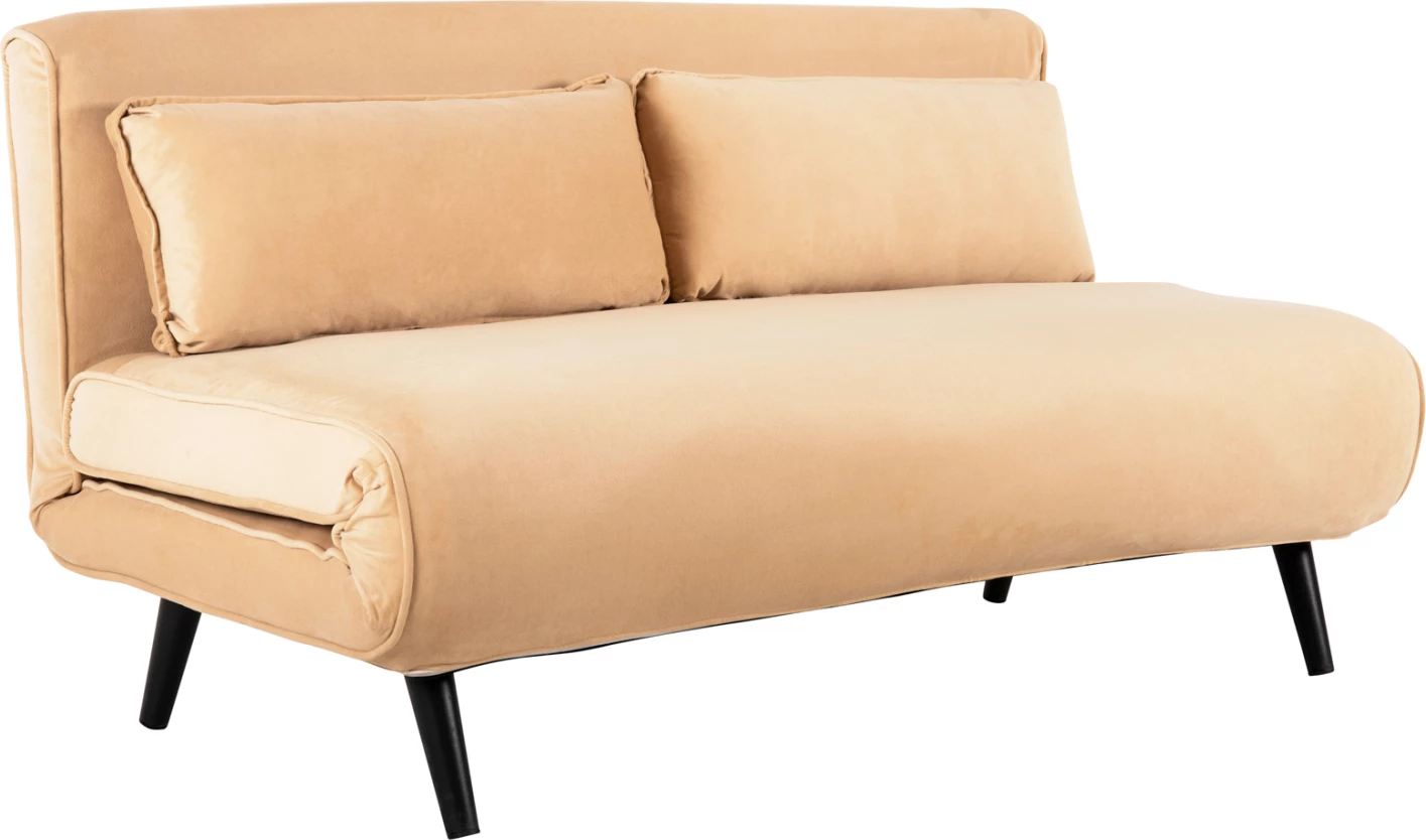 Shtrat divan ASMA FH3077.17, 2-vendësh, kadife, ngjyrë bezhë, 142x96x74H cm