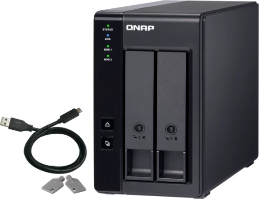 Kasë ekstensioni USB RAID QNAP TR-002, 2-bay për 2x SATA 3.5\"/2.5\", USB-C 3.2 Gen 2, e zezë