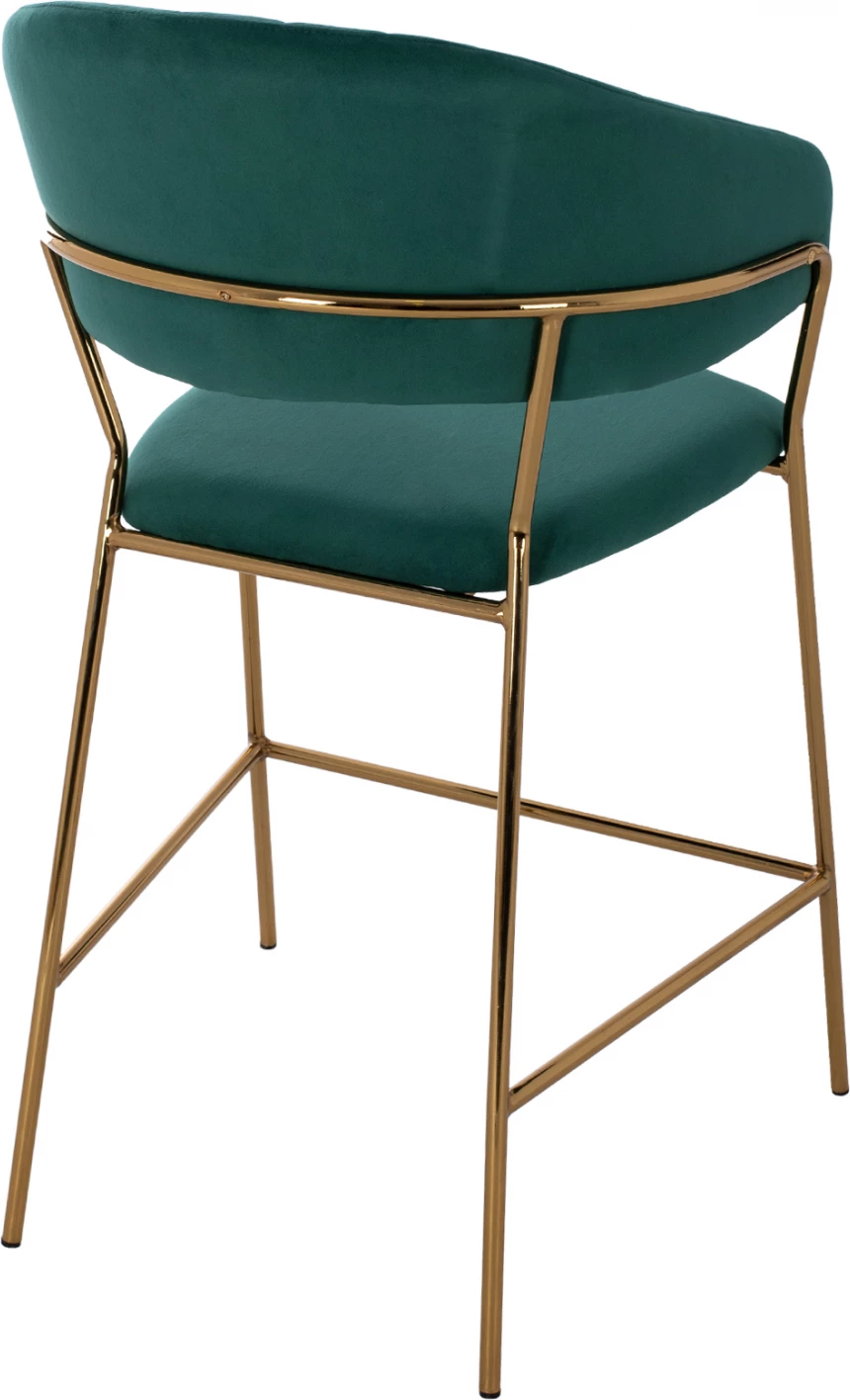 Karrige për bar, lartësi mesatare, FH8734.03, kadife e gjelbër, kornizë e artë, 60x55x100 cm., set prej 2 copë