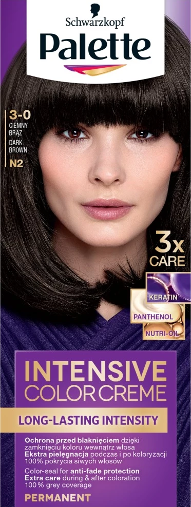Ngjyrë për flokë për femra Palette Intensive Color Creme 3-0 (N2) kafe e errët