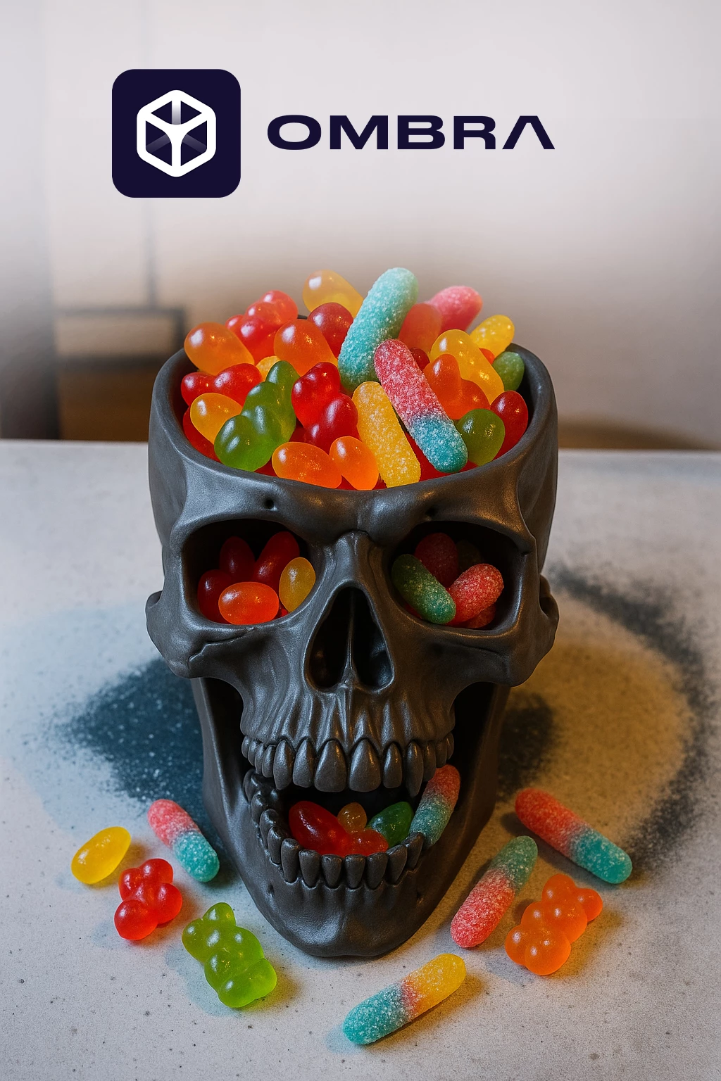 Mbajtëse Dekorative në formë Skeleti (Skull Bowl) - e zezë