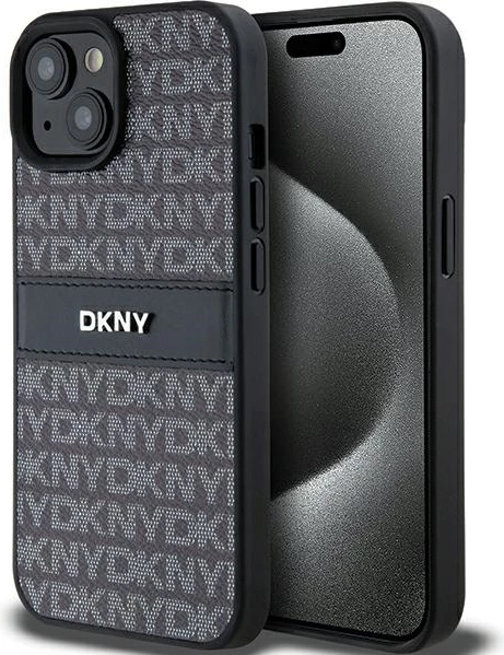 Mbështjellës DKNY Mono Stripe & Metal Logo për iPhone 15/14/13, e zezë
