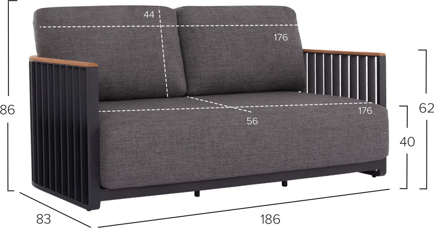 Set lounge për jashtë, 4 pjesë, seria Eternity, alumin anthracite, sipërfaqe guri sinterizuar, ngjyrë gri e errët