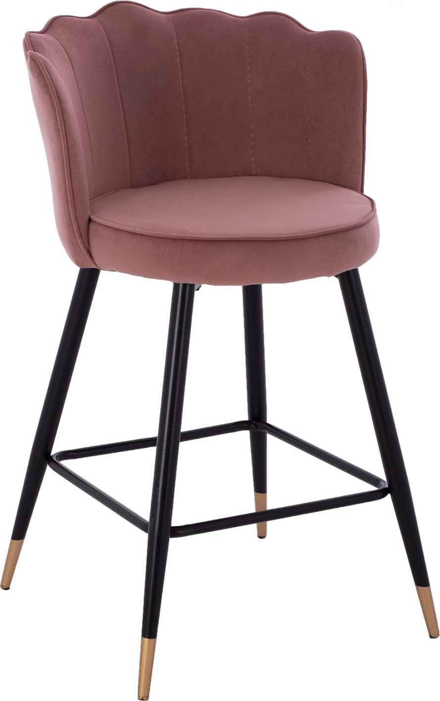 Karrige mesatare për bar, FH8736.02, kadife rozë e pluhurosur, kornizë metalike, 50x50x90 cm, set prej 2 copë