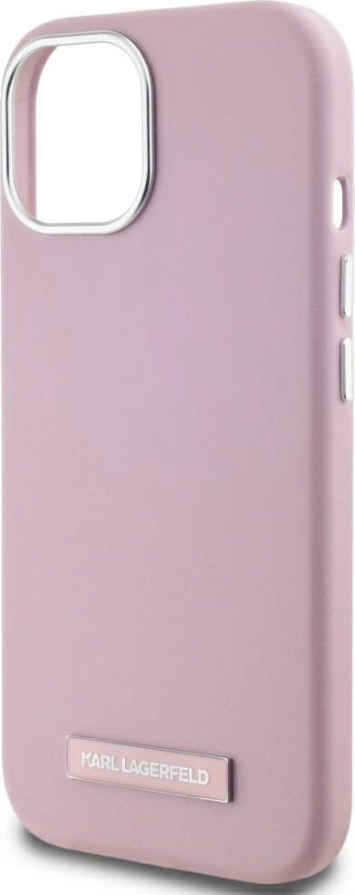 Mbështjellës Karl Lagerfeld FW Metal Plate MagSafe për iPhone 15, Rozë