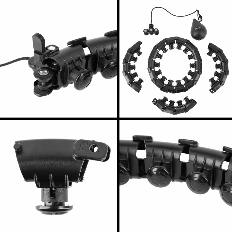 Set hula hop HMS HHW12 me peshë dhe rrip BR163, të zi, plus size