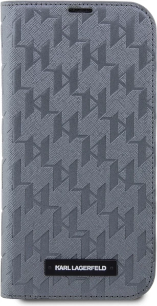 Mbështjellës Karl Lagerfeld KLBKP14LSAKLHPG për iPhone 14 Pro 6.1", Saffiano Monogram, argjendtë