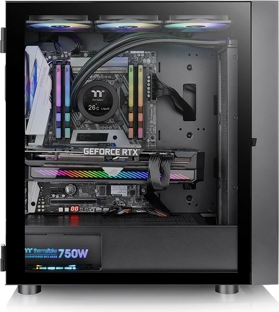 Kasë Thermaltake H570, Midi Tower, ARGB, xham i temperuar, e zezë