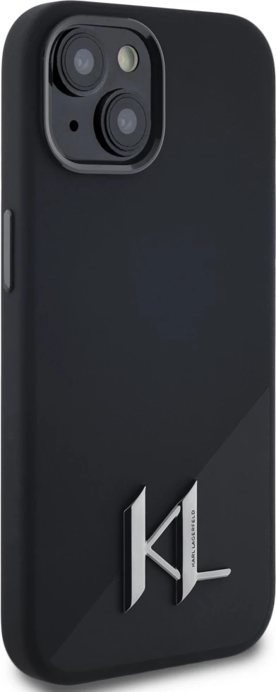 Mbështjellës Karl Lagerfeld Silicone Shadow Metal Initial MagSafe për iPhone 15, i zi