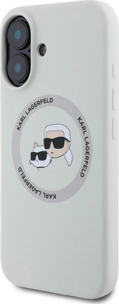 Mbështjellës Karl Lagerfeld Silicone Double Heads And Circle MagSafe për iPhone 16, Bezhë