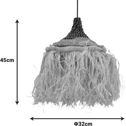 Llambë tavani Sermene Inart sisal, ngjyrë natyrale e zezë, D32x45cm