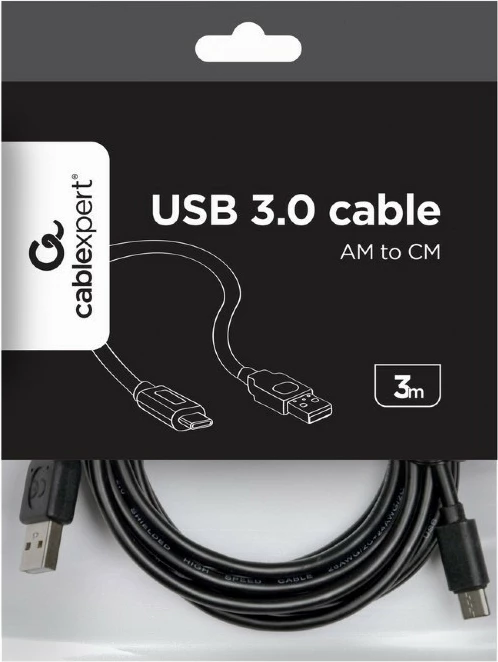 Kabllo USB A në USB-C, Gembird CCP-USB2-AMCM-10, 3 m, deri 480 Mbps, 3A/36W, e zezë