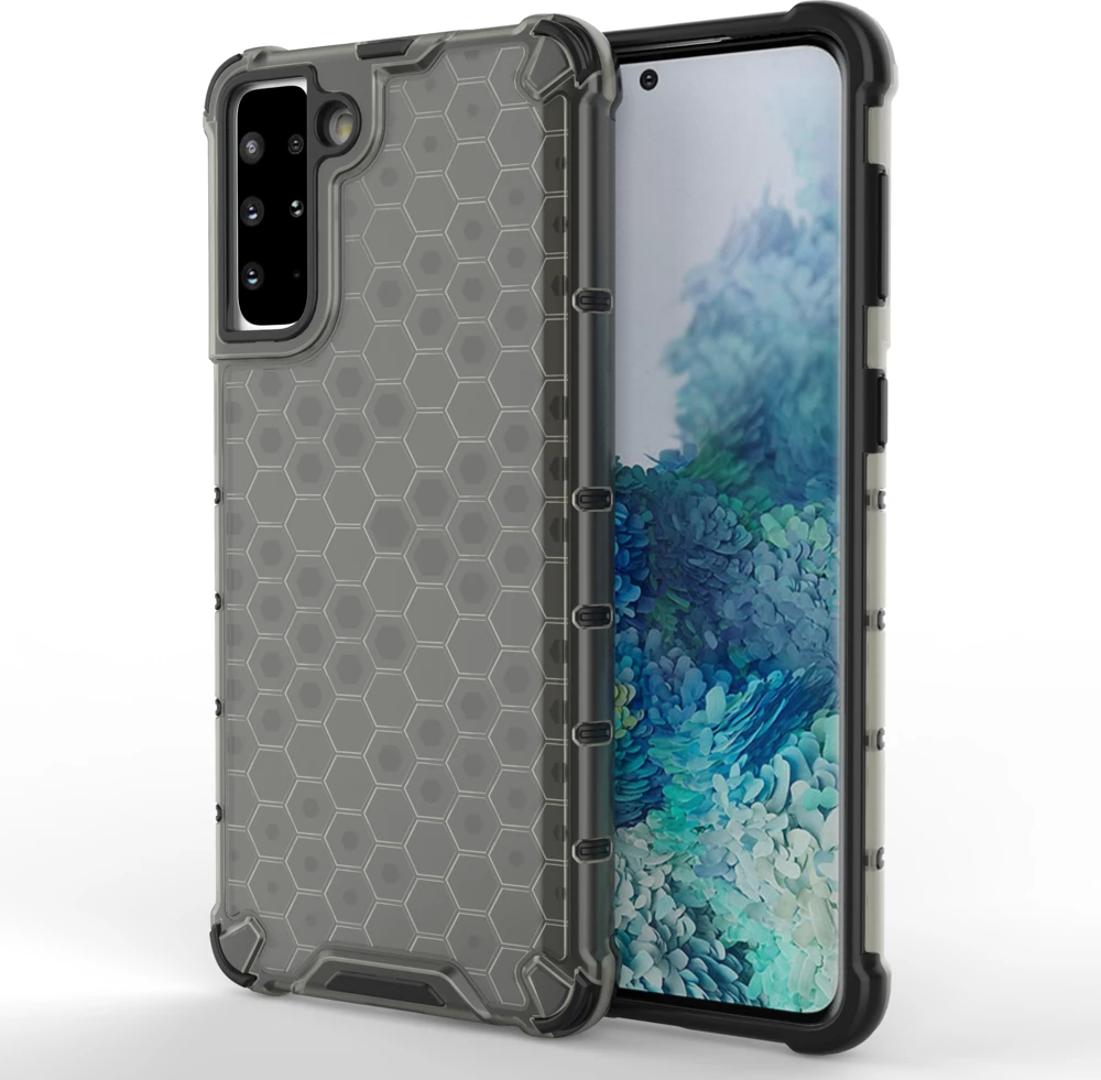 Mbështjellës Hurtel Honeycomb Case për Samsung Galaxy S21+ 5G, i zi