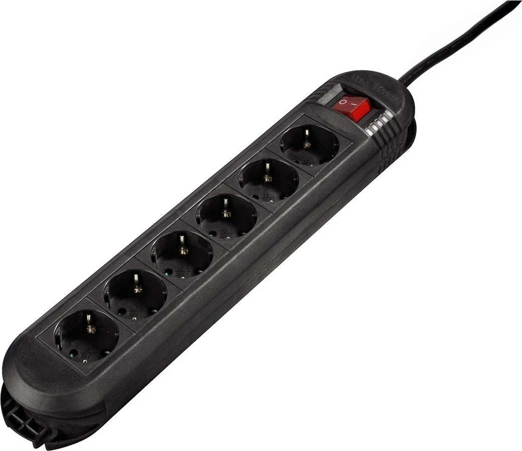 Kabllo vazhduese Hama "Color", 6 priza, 1.5 m, zezë, 223037