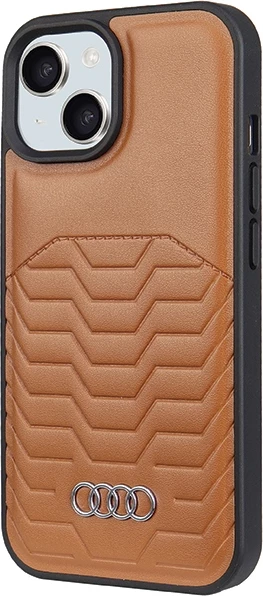 Mbështjellës Audi Synthetic Leather me MagSafe për iPhone 15 Plus / 14 Plus, Kafe