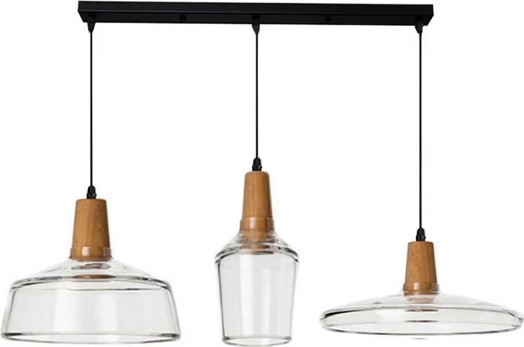 Llambë tavani me tre drita, metal-xham, transparente, D73.8x23cm