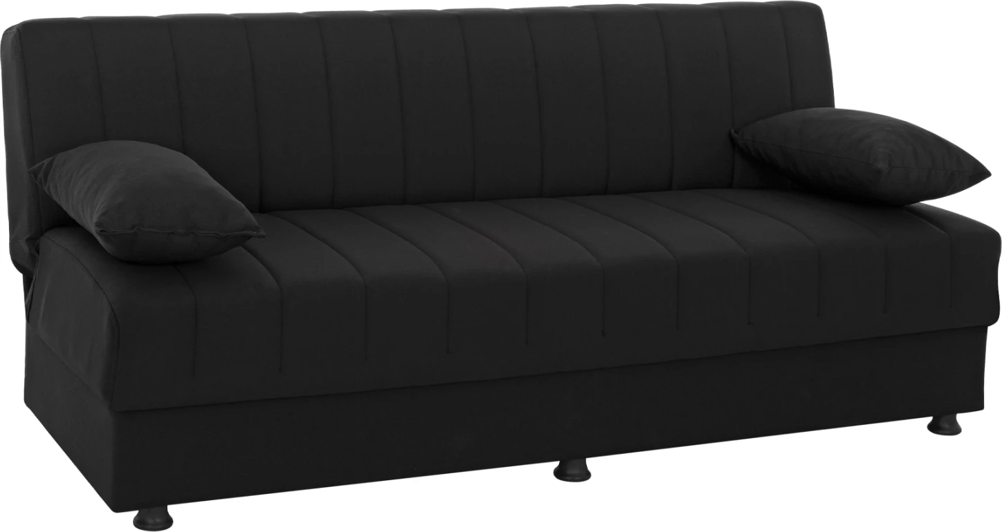 Divan shtrat tre-vendësh, ngjyrë e zezë, këmbë të shkurtra, pa krahë, FH3239.01