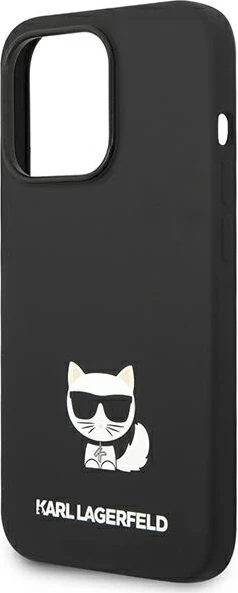 Mbështjellës Karl Lagerfeld KLHCP14LSLCTBK për iPhone 14 Pro 6.1", silikon, Choupette, zi