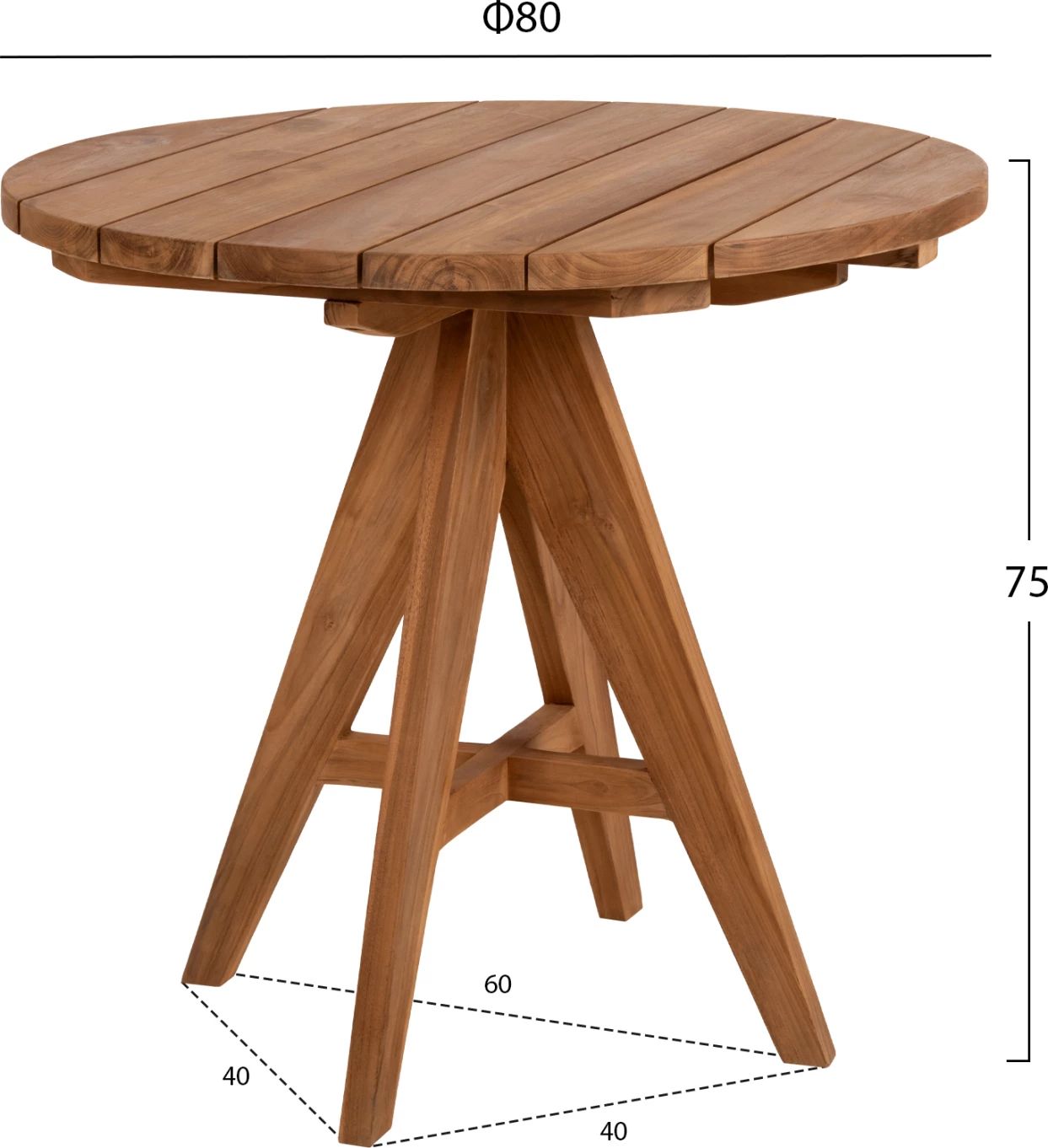 Tavolinë për kopsht LEO FH9623, 80x80x75 cm, dru teak