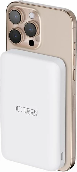 Powerbank Tech-Protect PB24 LifeMag QI2 MagSafe 10000 mAh, Bardhë