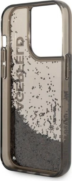Mbështjellës Karl Lagerfeld Liquid Glitter Elong për iPhone 14 Pro, i zi