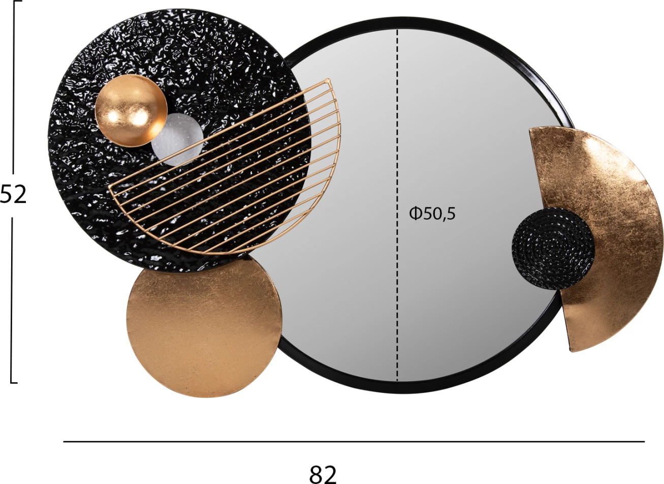 Pasqyrë muri FH4211 metalike, ngjyrë zi-ari, 82x8x52H cm