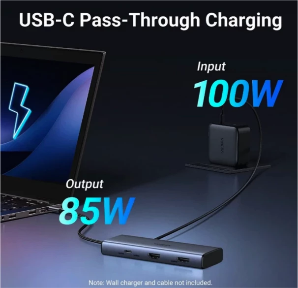 Stacion dokimi USB-C UGREEN 45379 6-në-1, 2x HDMI, PD 100W, 5Gbps, 2x USB-A, gri