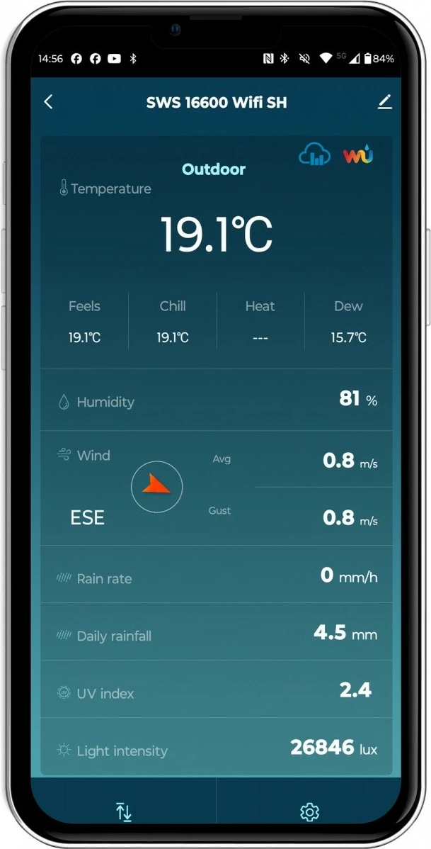 Stacion moti SMART Sencor SWS 16600 WiFi SH, me sensor 7-në-1 dhe TH, i bardhë