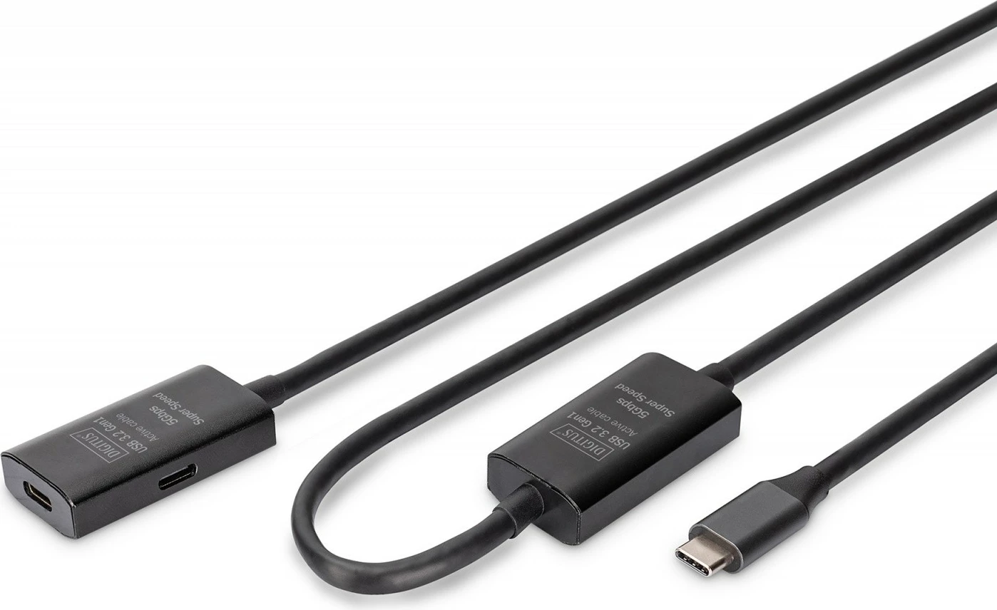 Kabllo zgjatues USB-C Digitus DA-73109, 10m, e zezë