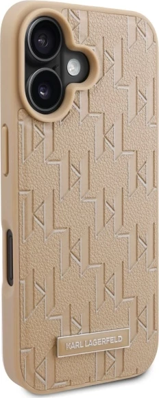 Mbështjellës Karl Lagerfeld Hot Stamp MagSafe për iPhone 16, Bezhe
