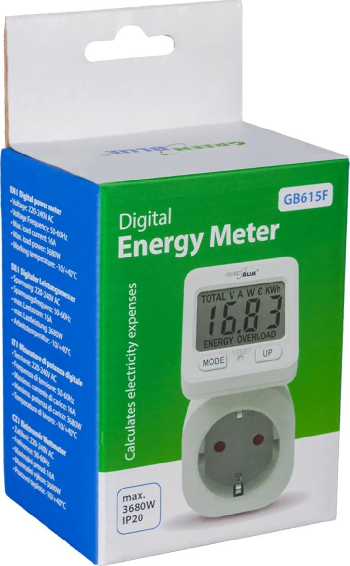 Matës energjie GreenBlue GB615E, 3680W, ekran i kthyeshëm, i bardhë