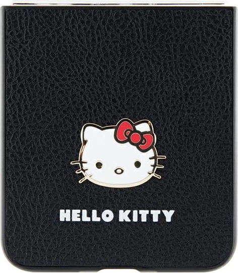 Mbështjellës Hello Kitty për Samsung Galaxy Z Flip 5, Metal Logo, i zi