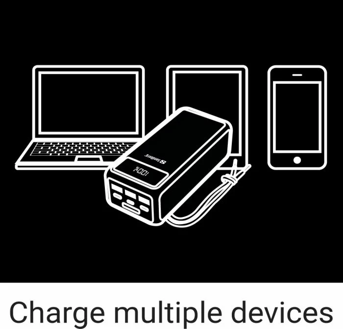 Powerbank Sandberg 420-75 USB-C PD 130W 50000mAh, e zezë, set me 2 kabllo