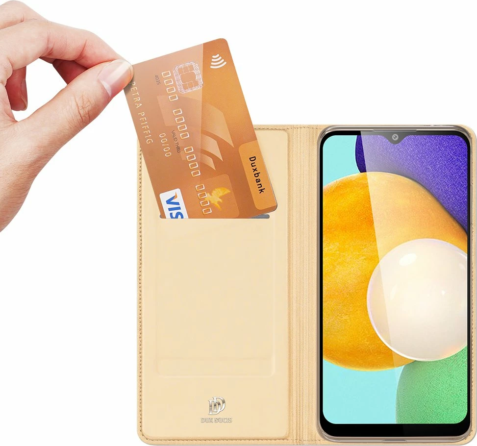 Mbështjellës Dux Ducis Skin Pro Bookcase për Samsung Galaxy A03s, ari