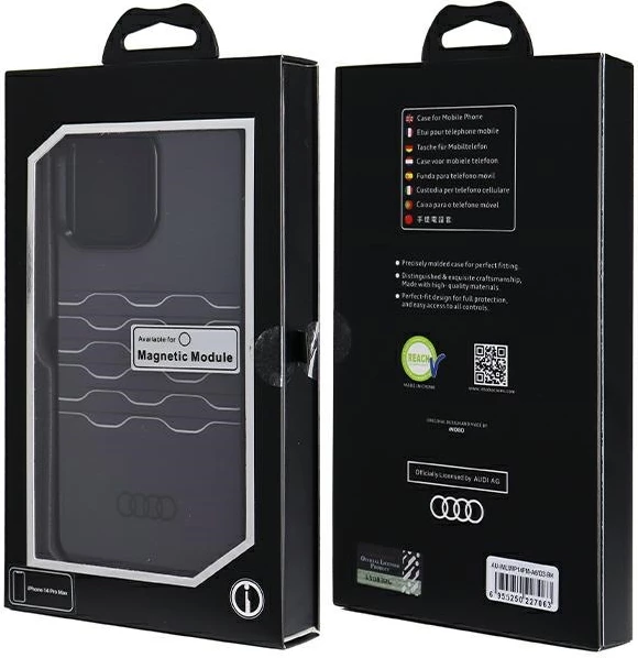 Mbështjellës Audi IML MagSafe për iPhone 14 Pro Max, i zi