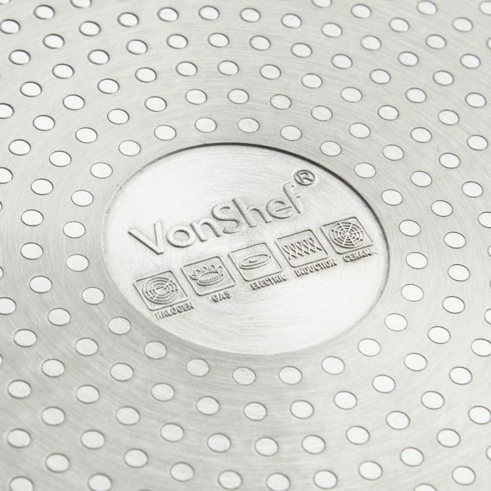 Tigan grilli VonShef 9007963 24 cm (9.7\") katror, alumin i anodizuar i fortë, për induksion, i zi