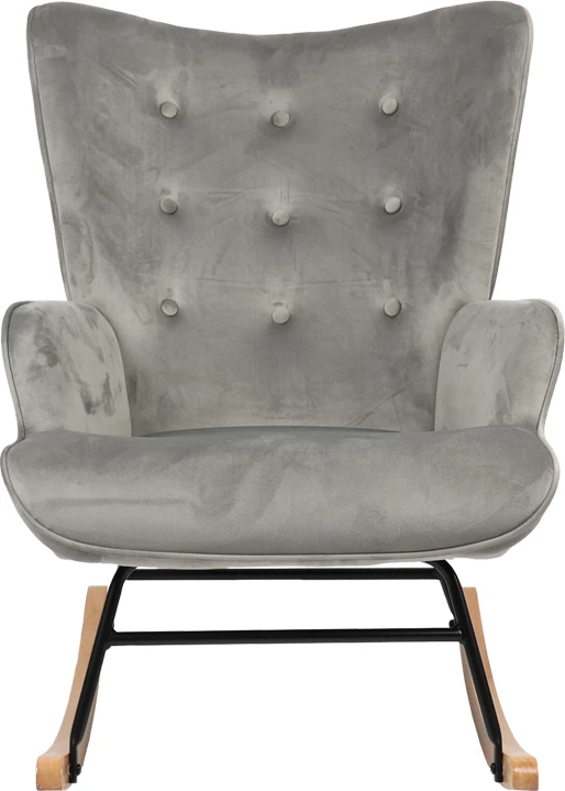 Karrige lëkundëse Georgia, pëlhurë kadife, gri-natyrale, 75x71x95cm