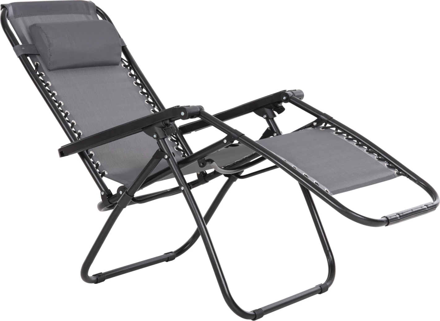 Karrige relaksuese COMPANION, tekstilene gri, metal i zi, 67x145x110cm, set prej 2 copash