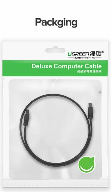 Kabl SATA 3.0 UGREEN 30797 0.5m me konektor të këndshëm + të drejtë, i zi, polybag